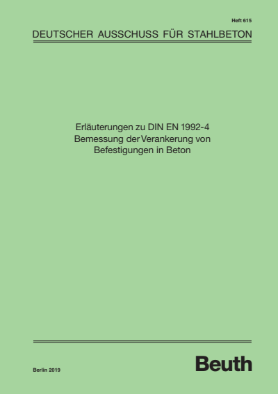 Cover des Buchs: Erläuterungen zu DIN EN 1992-4 Bemessung der Verankerung von Befestigungen in Beton
