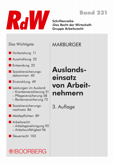 Cover des Buchs: Auslandseinsatz von Arbeitnehmern