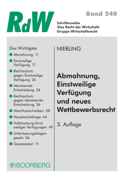 Cover des Buchs: Abmahnung, Einstweilige Verfügung und neues Wettbewerbsrecht