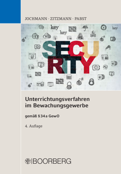 Cover of book: Unterrichtungsverfahren im Bewachungsgewerbe