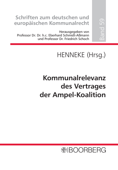 Cover of book: Kommunalrelevanz des Vertrages der Ampel-Koalition