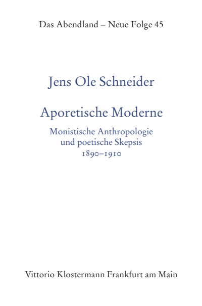 Cover of book: Aporetische Moderne