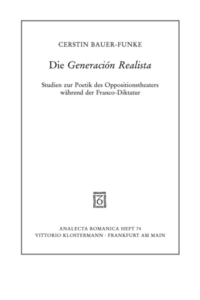 Cover des Buchs: Die "Generación Realista"