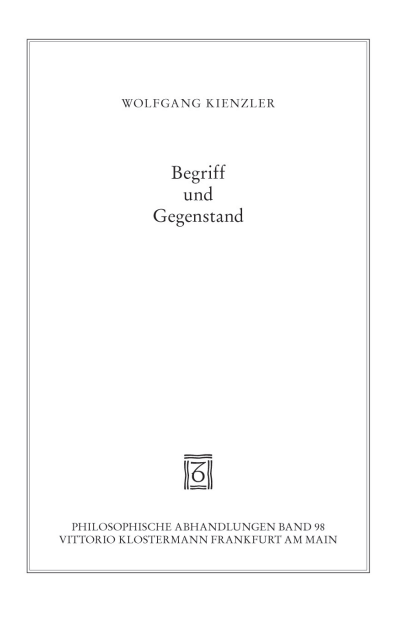 Cover of book: Begriff und Gegenstand