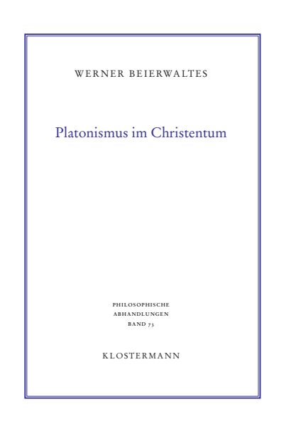 Cover of book: Platonismus im Christentum