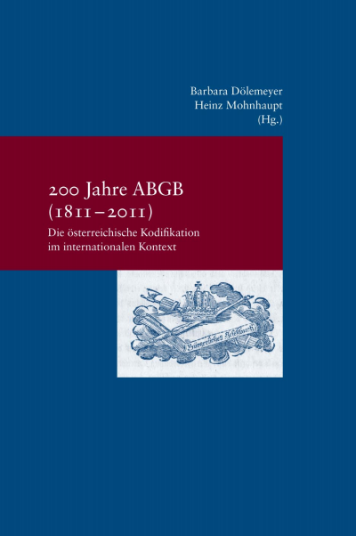 Cover of book: 200 Jahre ABGB (1811–2011)