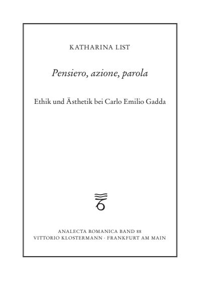 Cover of book: Pensiero, azione, parola