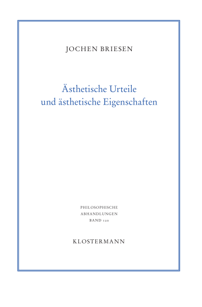 Cover of book: Ästhetische Urteile und ästhetische Eigenschaften