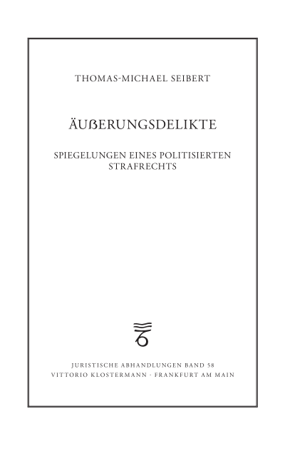 Cover of book: Äußerungsdelikte