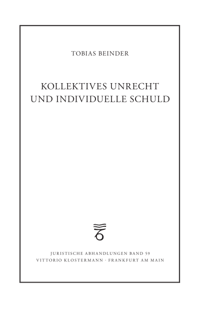 Cover des Buchs: Kollektives Unrecht und individuelle Schuld