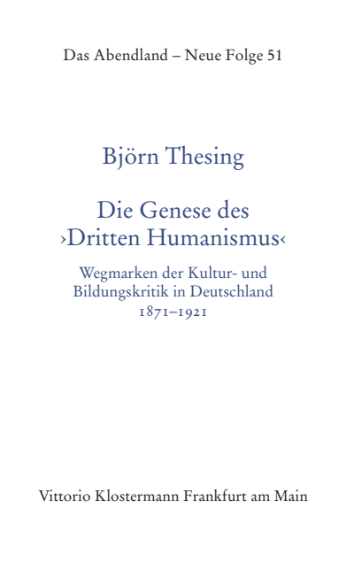 Cover des Buchs: Die Genese des „Dritten Humanismus"