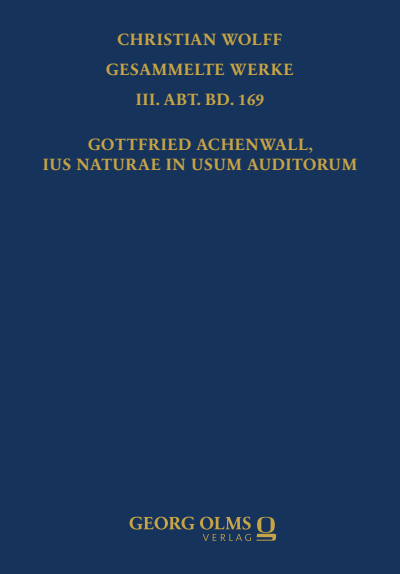 Cover of book: Gottfried Achenwall, Ius naturae in usum auditorum