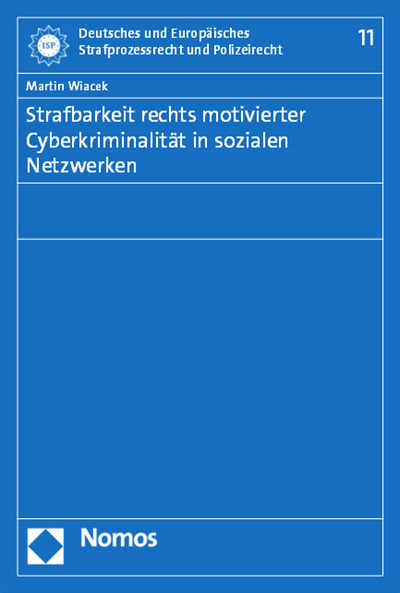Cover des Buchs: Strafbarkeit rechts motivierter Cyberkriminalität in sozialen Netzwerken