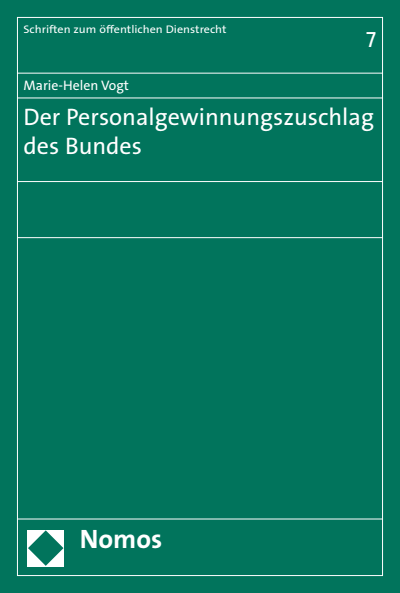 Cover of book: Der Personalgewinnungszuschlag des Bundes