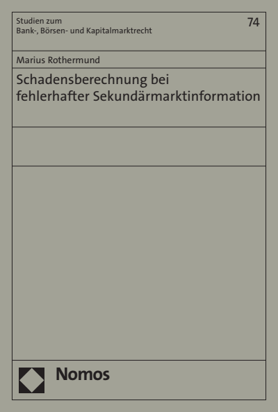 Cover of book: Schadensberechnung bei fehlerhafter Sekundärmarktinformation