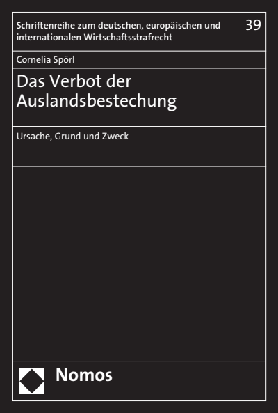 Cover des Buchs: Das Verbot der Auslandsbestechung