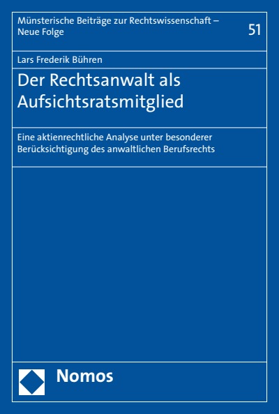 Cover of book: Der Rechtsanwalt als Aufsichtsratsmitglied