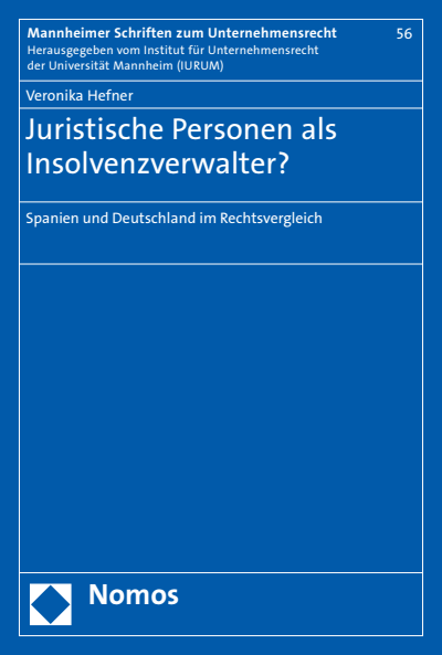Cover des Buchs: Juristische Personen als Insolvenzverwalter?