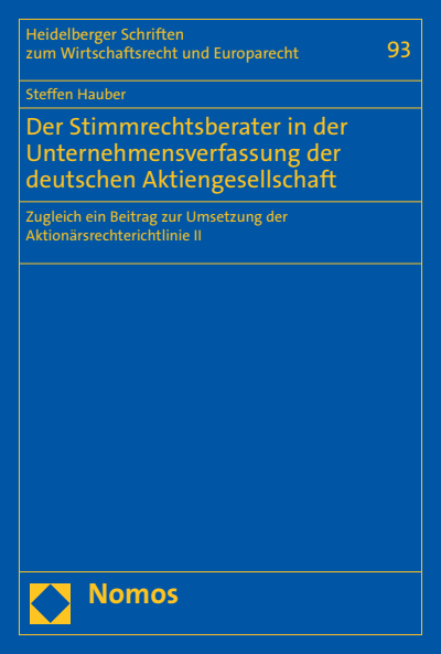 Cover des Buchs: Der Stimmrechtsberater in der Unternehmensverfassung der deutschen Aktiengesellschaft