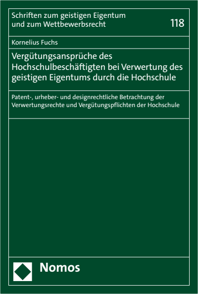 Cover des Buchs: Vergütungsansprüche des Hochschulbeschäftigten bei Verwertung des geistigen Eigentums durch die Hochschule