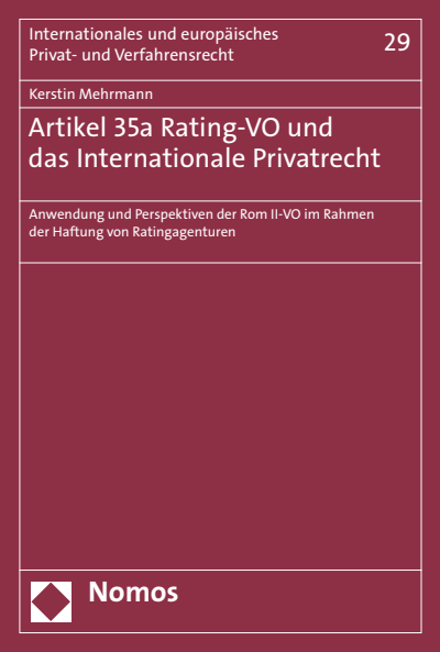 Cover des Buchs: Artikel 35a Rating-VO und das Internationale Privatrecht