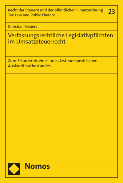 Cover des Buchs: Verfassungsrechtliche Legislativpflichten im Umsatzsteuerrecht