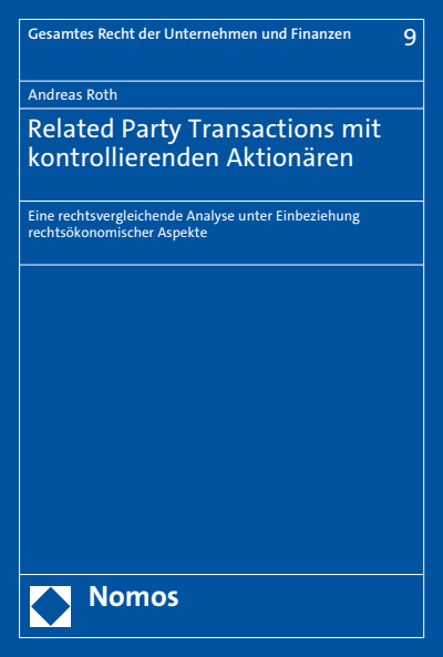 Cover des Buchs: Related Party Transactions mit kontrollierenden Aktionären