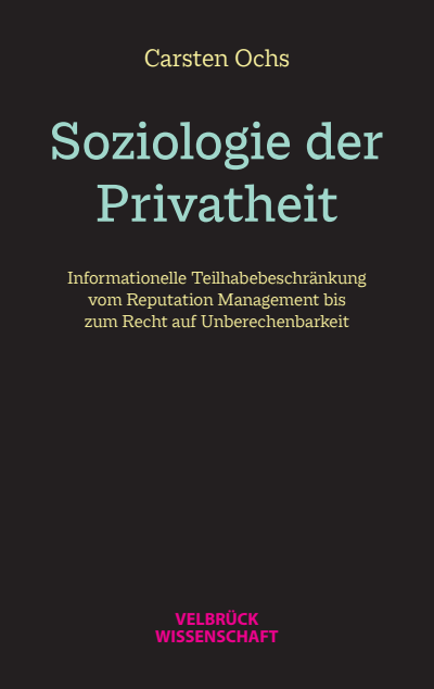 Cover of book: Soziologie der Privatheit