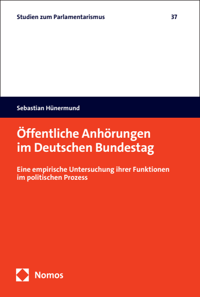 Cover des Buchs: Öffentliche Anhörungen im Deutschen Bundestag