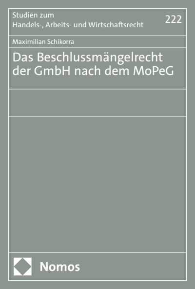 Cover des Buchs: Das Beschlussmängelrecht der GmbH nach dem MoPeG
