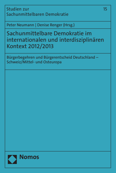 Cover of book: Sachunmittelbare Demokratie im internationalen und interdisziplinären Kontext 2012/2013