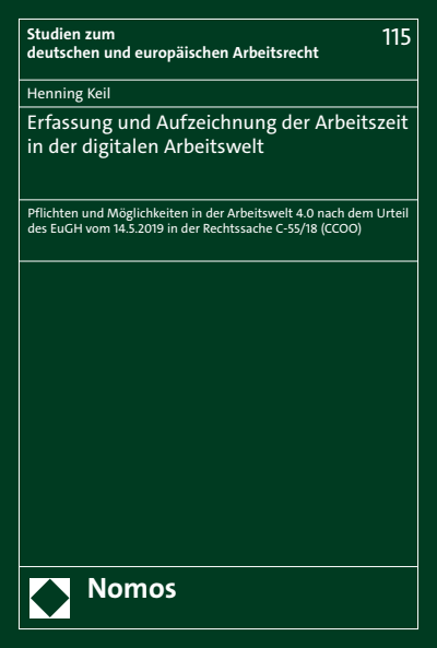 Cover des Buchs: Erfassung und Aufzeichnung der Arbeitszeit in der digitalen Arbeitswelt