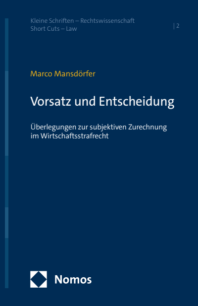 Cover des Buchs: Vorsatz und Entscheidung