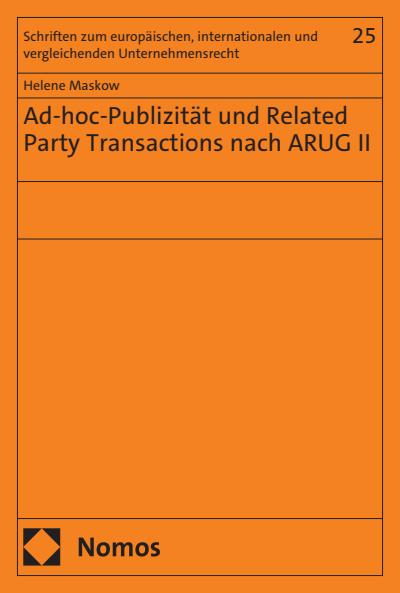 Cover des Buchs: Ad-hoc-Publizität und Related Party Transactions nach ARUG II