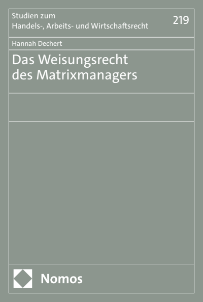 Cover des Buchs: Das Weisungsrecht des Matrixmanagers