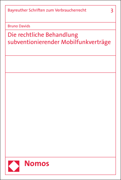 Cover des Buchs: Die rechtliche Behandlung subventionierender Mobilfunkverträge