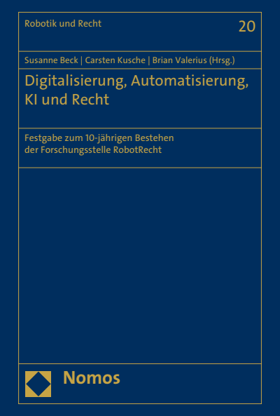Cover of book: Digitalisierung, Automatisierung, KI und Recht