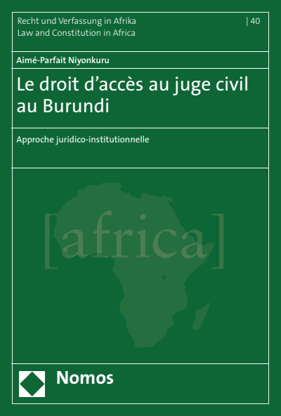 Cover of book: Le droit d’accès au juge civil au Burundi