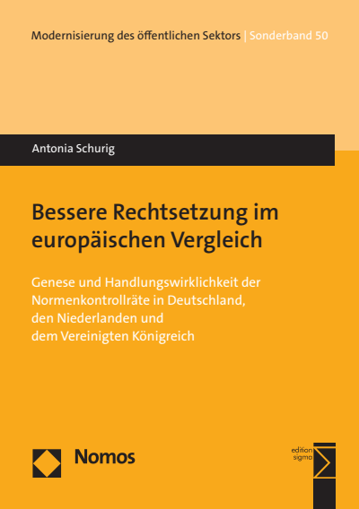 Cover of book: Bessere Rechtsetzung im europäischen Vergleich