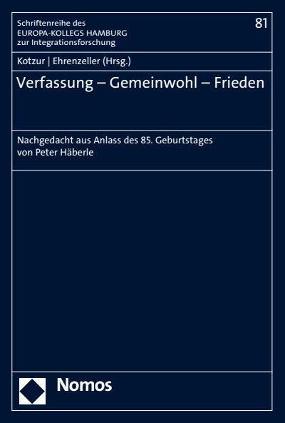 Cover of book: Verfassung – Gemeinwohl – Frieden