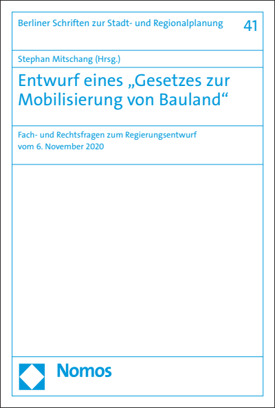 Cover of book: Entwurf eines „Gesetzes zur Mobilisierung von Bauland"