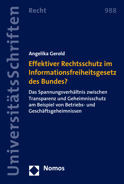 Cover des Buchs: Effektiver Rechtsschutz im Informationsfreiheitsgesetz des Bundes?