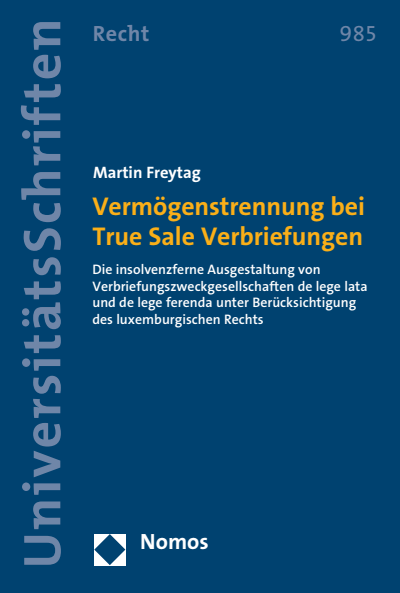 Cover des Buchs: Vermögenstrennung bei True Sale Verbriefungen