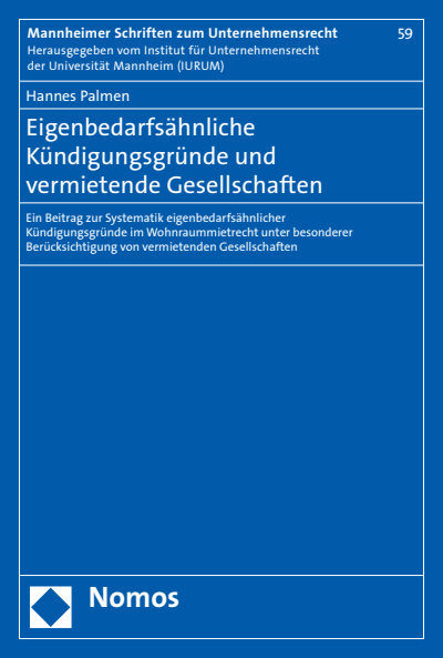 Cover des Buchs: Eigenbedarfsähnliche Kündigungsgründe und vermietende Gesellschaften