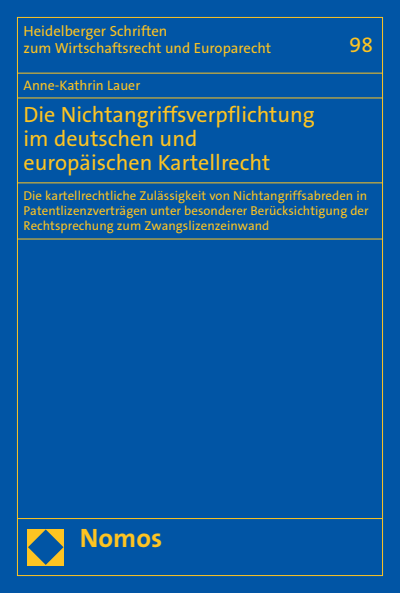 Cover des Buchs: Die Nichtangriffsverpflichtung im deutschen und europäischen Kartellrecht