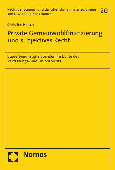 Cover des Buchs: Private Gemeinwohlfinanzierung und subjektives Recht