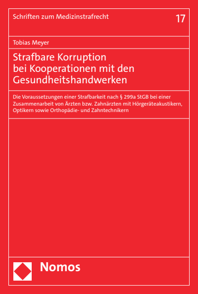 Cover des Buchs: Strafbare Korruption bei Kooperationen mit den Gesundheitshandwerken