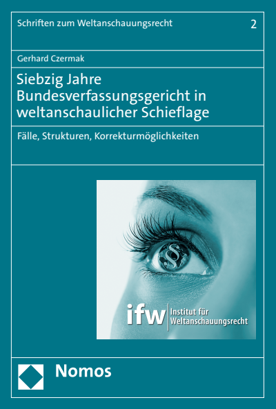 Cover of book: Siebzig Jahre Bundesverfassungsgericht in weltanschaulicher Schieflage