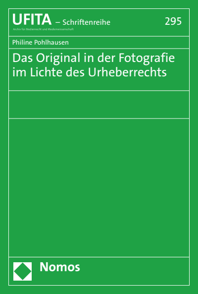 Cover of book: Das Original in der Fotografie im Lichte des Urheberrechts