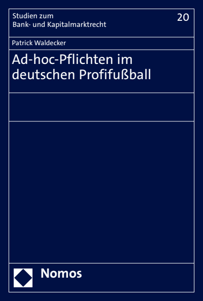 Cover of book: Ad-hoc-Pflichten im deutschen Profifußball